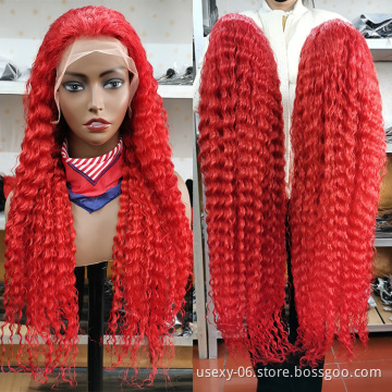 Red Deep Wave Wigs Human Hair Lace Front Brazilian Curly HD Full Lace Human Hair Wigs 100% Virgin Hair Transparent Lace Wig